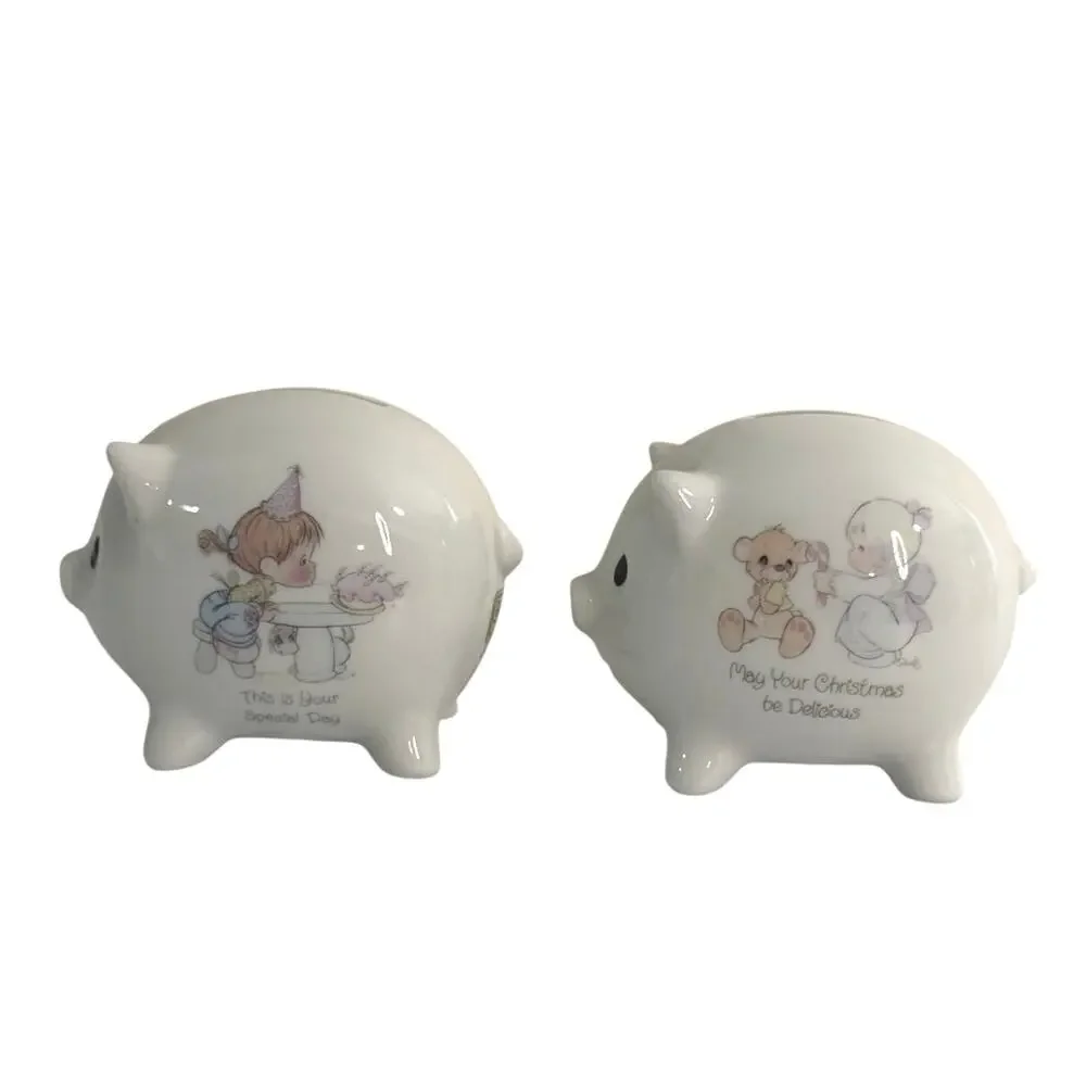 Vintage Precious Moments Enesco bundle of 2 ceramic piggy banks